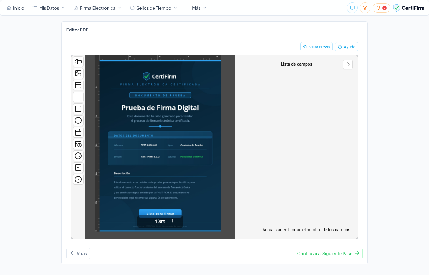 Editor PDF con vista previa del documento y herramientas de anotación