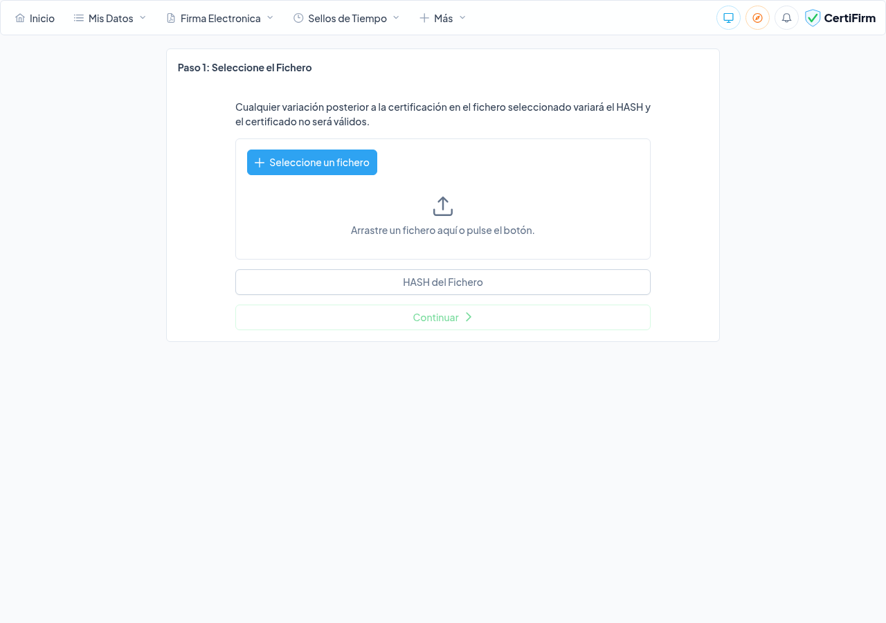 Formulario para cargar un fichero y obtener un sello de tiempo RFC 3161