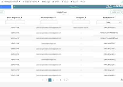 Pantalla Consultar Envios